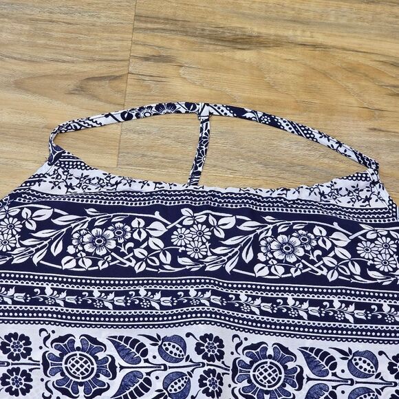 💛PacSun Blue & White Floral Print Lace Lined Sleeveless Top Small - Picture 3 of 10